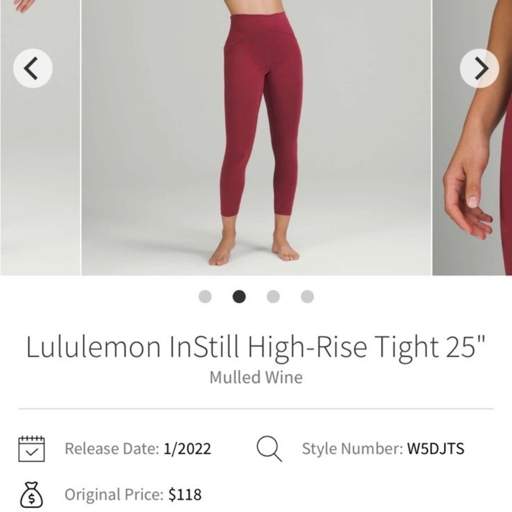 Lululemon Instill Mulled Wine High-Rise Leggings